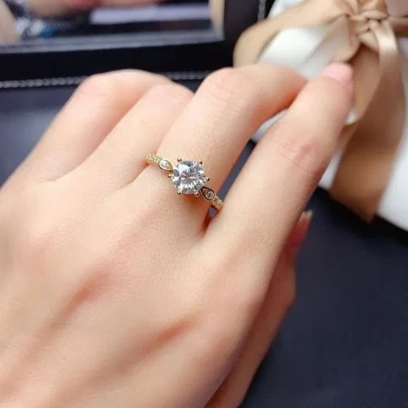 🔥Romantic Beautiful Carved Zircon Gold Plated Dainty Ring for  UNVN12001 - Picture 5 of 6